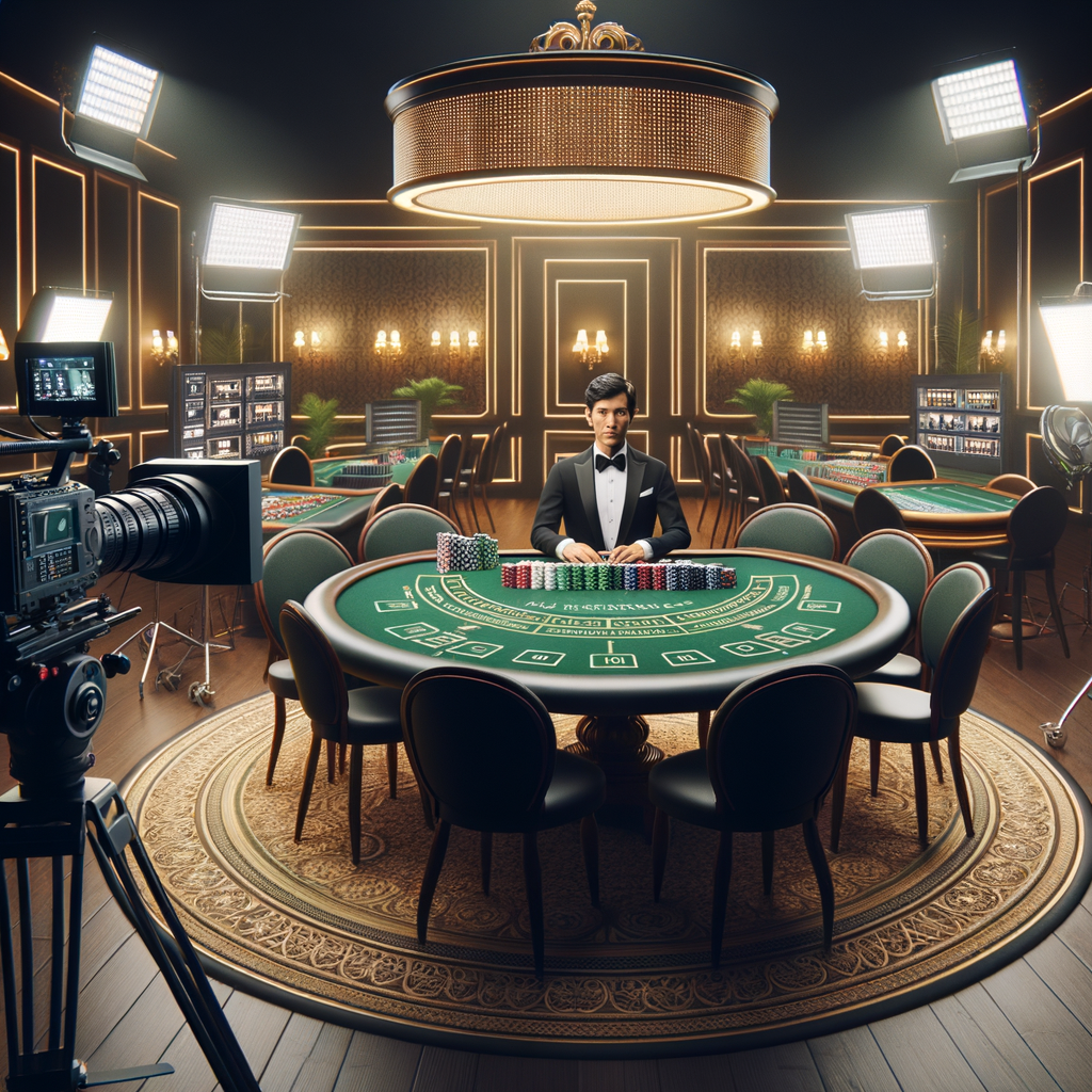Live dealer casino studio with professional dealers managing real-time games