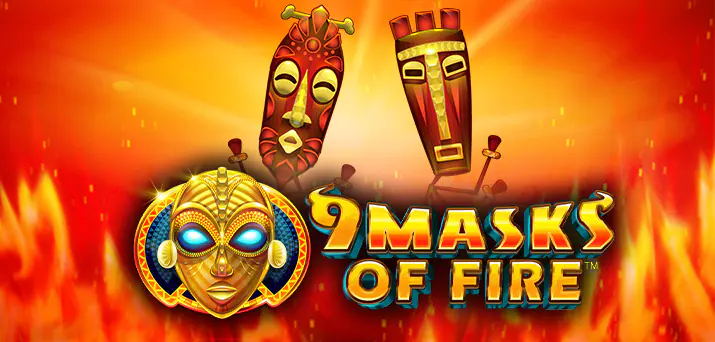 9 Masks of Fire - Symbols & Paytable 9 Masks of Fire slot game symbols and paytable showing mask values and winning combinations