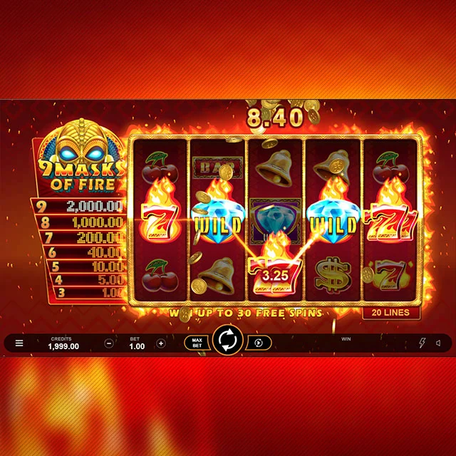9 Masks of Fire - Active Gameplay 9 Masks of Fire active gameplay showing mask collection in progress